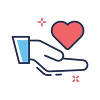A captivating line style icon of volunteer hand with heart vector