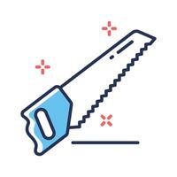 Easy to edit line style icon depicting hand manual saw vector