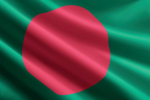 Bangladesh flag waving in the wind, detailed silk texture