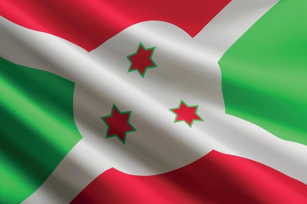 Burundi flag waving in the wind, detailed silk texture