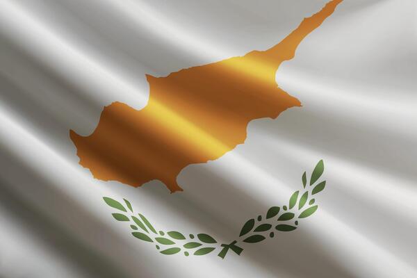 Cyprus flag waving in the wind, detailed silk texture