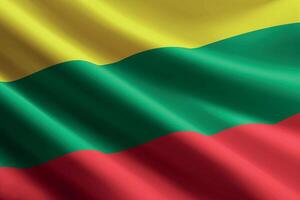 Lithuania flag waving in the wind, detailed silk texture vector