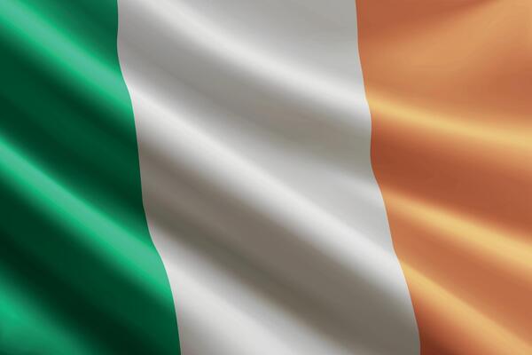 Ireland flag waving in the wind, detailed silk texture