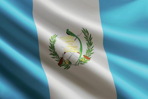 Guatemala flag waving in the wind, detailed silk texture