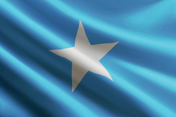 Somalia flag waving in the wind, detailed silk texture