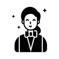 A well crafted glyph style icon of waitress character vector