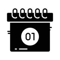 Easy to edit glyph style icon showing calendar vector