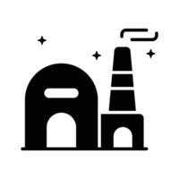Creatively designed glyph icon of factory building vector