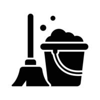 A well crafted glyph icon showing cleaning bucket with mop vector