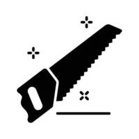 Easy to edit glyph style icon depicting hand manual saw vector