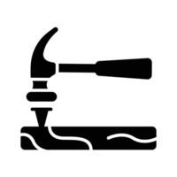 Get a sight of this latest glyph icon of nail fixing vector