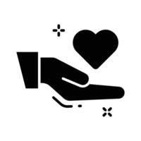 A captivating glyph style icon of volunteer hand with heart vector