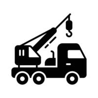Have a look at this amazing glyph icon showing crane truck vector