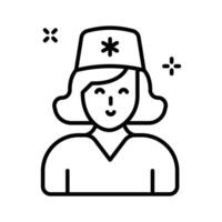 Grab this easy to use line icon of nurse character. vector