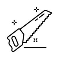 Easy to edit line style icon depicting hand manual saw. vector