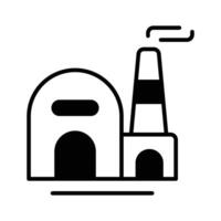 Creatively designed glyph icon of factory building. vector