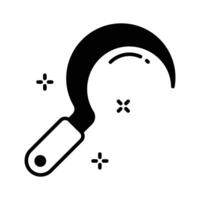 A handy glyph style icon depicting sharp sickle. vector