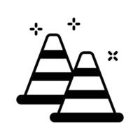 An icon creatively designed in glyph style showing construction cones. vector