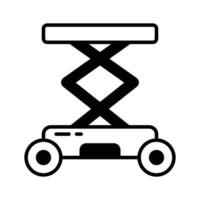 Get a sight of this latest glyph icon depicting scissors lift. vector