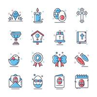 Handy set of easter day accessories flat outline icons, easy to edit vector