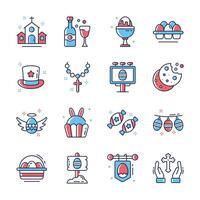 Get this modern collection showing easter day event flat outline icons vector