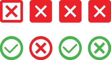 Green Check Marks And Red Cross Marks Design On White Background Sign Symbols Set vector