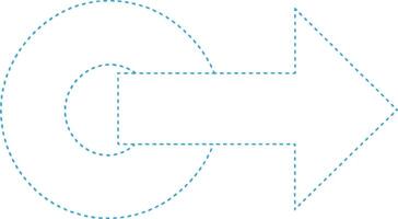 Blue Dotted Arrow Circle, Recycle Sign Symbol on White Background, Directional Flow vector
