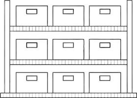 Outline rack with shelf storage holding nine container boxes vector