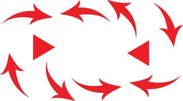 Circular Arrows Flow Diagram, Red Arrows Around Cycle, Recycle Arrows on White vector