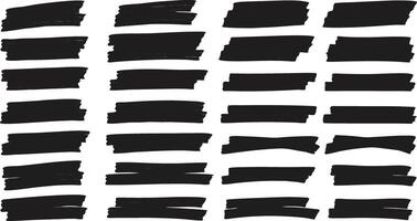 Black Brush Stroke Set, Hand Drawn Marker Stripes, Doodle Design Elements vector