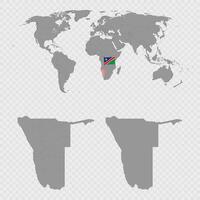 Namibia Map Set with World Location. vector