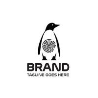 Penguin fingerprint logo design for security and brand identity vector