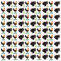 Turkeys and Roosters Repeat Pattern with Cucumbers vector