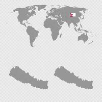 Nepal Map Set with World Location. vector