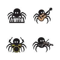 Minimalist Spider Musicians Playing Instruments vector