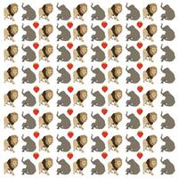 Lions, Elephants, and Strawberries Repeated in a Playful Composition vector