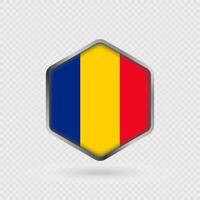 Romania Flag Icon in Hexagon Shape. vector
