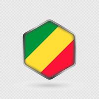 Republic of the Congo Flag Icon in Hexagon Shape. vector