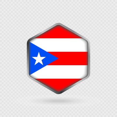 Puerto Rico Flag Icon in Hexagon Shape.