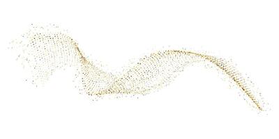 Abstract Gold Glitter Wave, Shiny Particle Flow Background vector