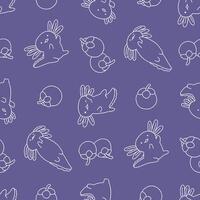 Outline Axolotl Animal Mangosteen Pattern Illustration Seamless for Background Wallpaper Packaging vector