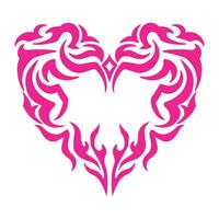 Pink heart with floral ornament on a white background. illustration. vector