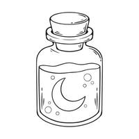 PrintCrescent moon in a magic potion bottle. illustration in doodle style. vector