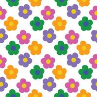 Seamless pattern with colorful flowers on white background. illustration. vector