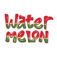 illustration of watermelon text in the shape of red lettering. vector