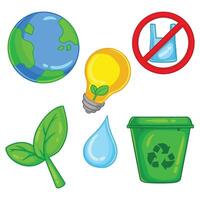Ecology icons set. Cartoon set of ecology icons for web design vector