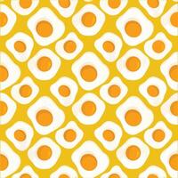 Seamless pattern with fried eggs on yellow background. illustration. vector
