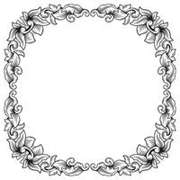 Illustration of floral frame with black and white lines on white background vector