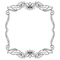 Illustration of floral frame design with black and white vignette vector
