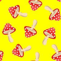 amanita muscaria fungi repeating print decorative forest floor illustration for fabric packaging decor web background nature web design fly agaric mushrooms vector